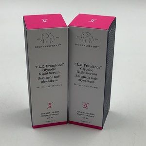 TWO PACK Drunk Elephant T.L.C. Framboos Glycolic Resurfacing Night Serum Lrg 30M